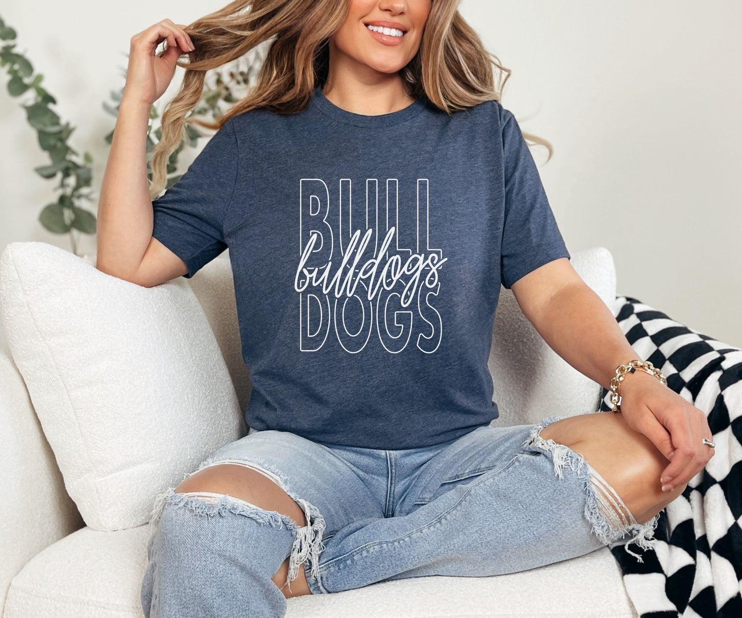 Stacked Bulldogs Script Overlay Tee