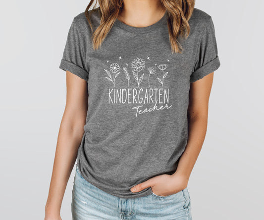 Kindergarten Teacher Flowers Tee