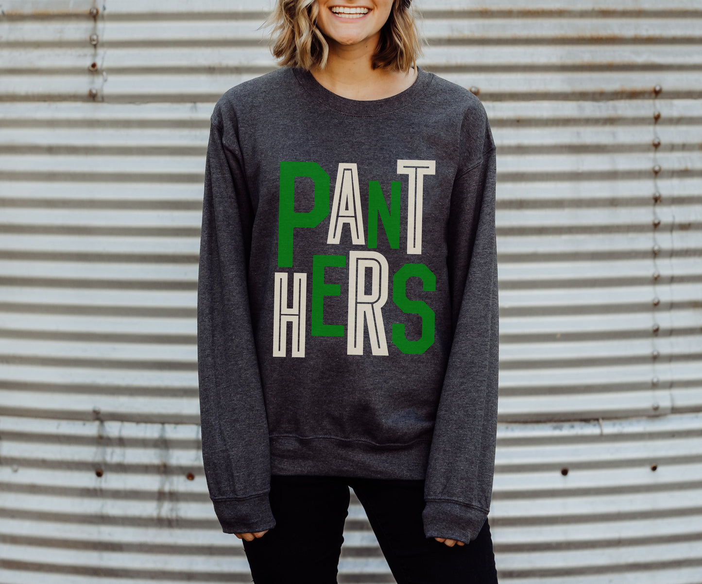 Panthers Green/White Stacked Sweatshirt