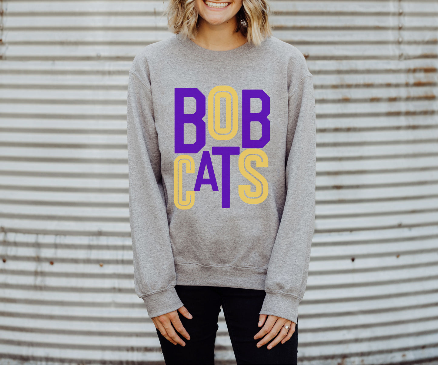 Bobcats Purple/Gold Stacked Sweatshirt