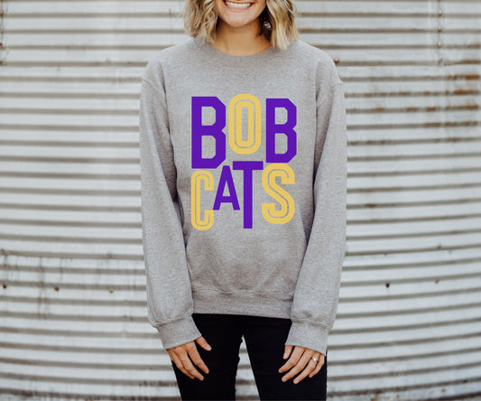 Bobcats Purple/Gold Stacked Sweatshirt
