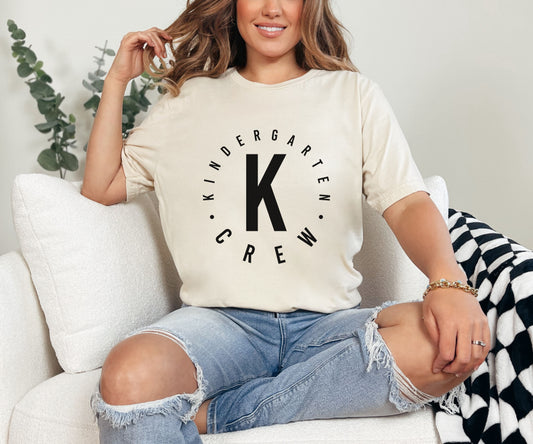 Kindergarten Crew Black Teacher Tee