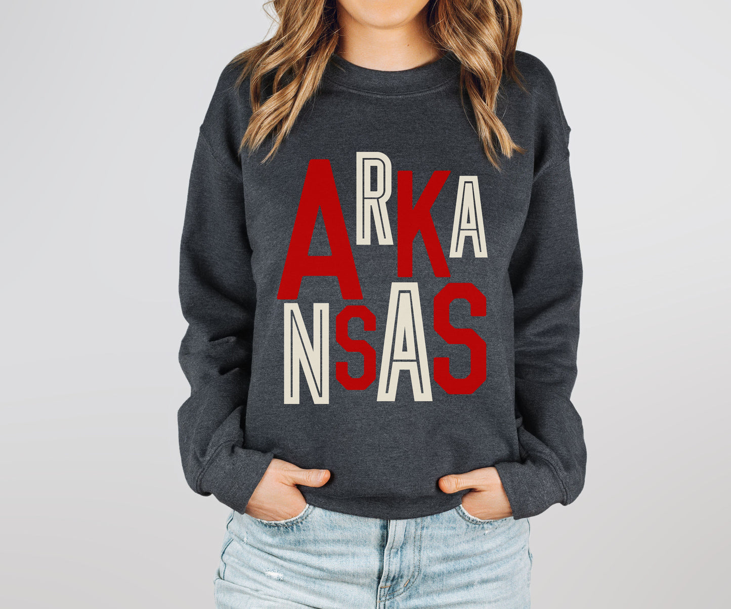 Arkansas Red/White Stacked Sweatshirt
