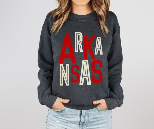 Arkansas Red/White Stacked Sweatshirt