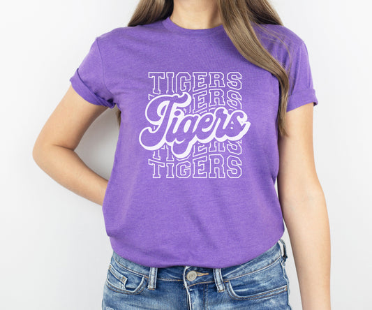 Wavy Tigers Script Tee