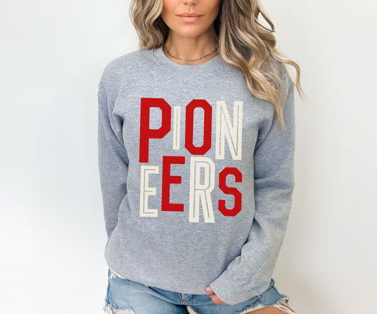 Pioneers Red/White Stacked Sweatshirt