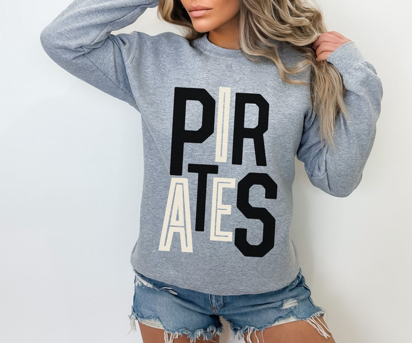Pirates Black/White Stacked Sweatshirt