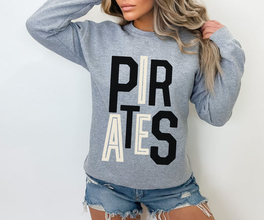 Pirates Black/White Stacked Sweatshirt